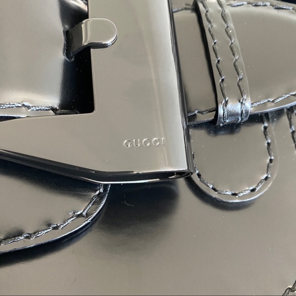 GUCCI Black Patent leather buckle bow Large Tote Bag - Picture 8 of 16